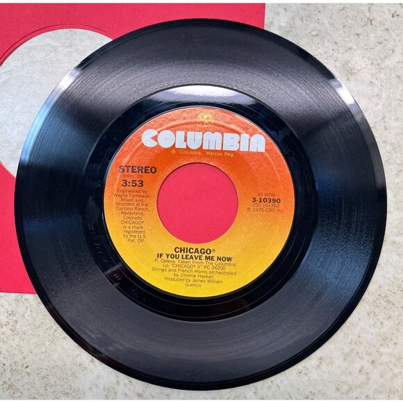 Chicago If You Leave Me Now / Together Again 45 Rock 1976 Columbia 10390 VG+ - Picture 4 of 6